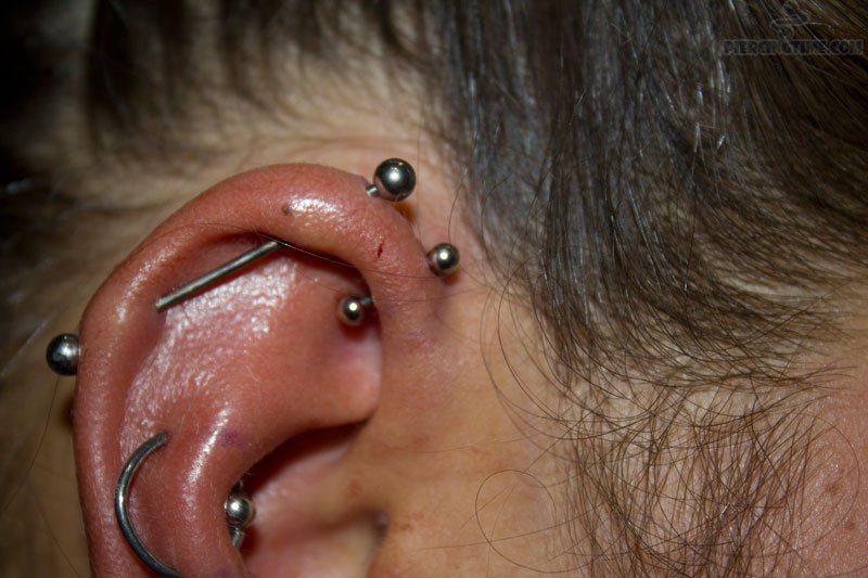 Industrial And Forward Pinna Piercing