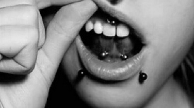 Lower Lip And Gum Piercing Picture For Girls