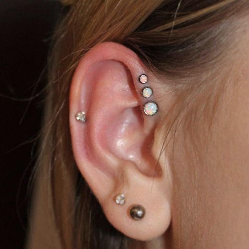 Nice Double Lobe And Forward Pinna Piercing