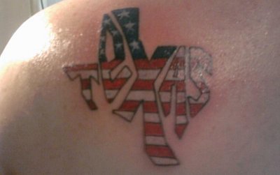 Nice Texas Flag On Texas Word Tattoo