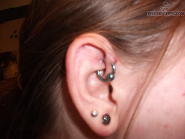 Dual Lobe And UFO Piercing For Girls