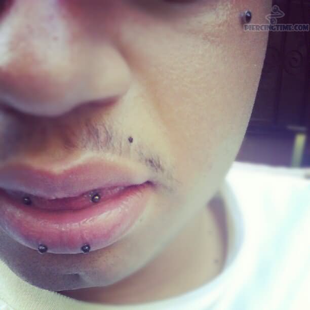 Horizontal Tongue And Horizontal Lip Piercing