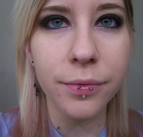 Labret And Horizontal Lip Piercing For Girls