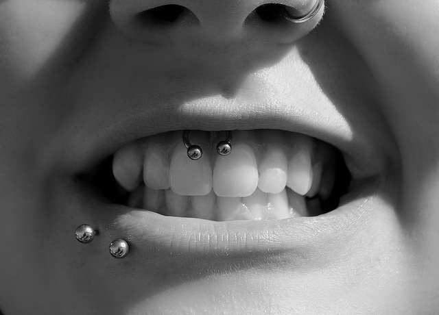 Left Nostril And Mouth Piercing For Girls