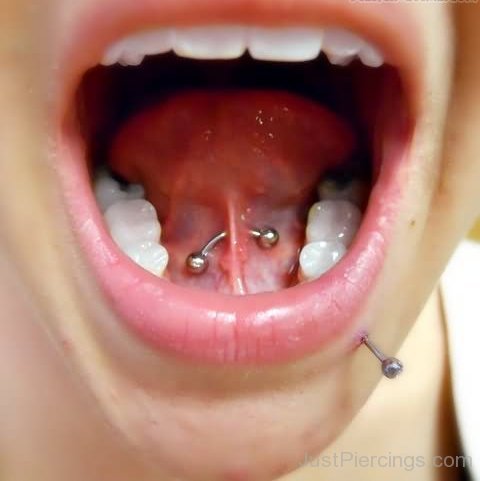 Lower Lip And Tongue Web Mouth Piercing