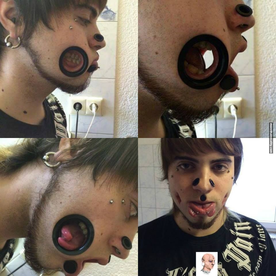 Nice Cheek Stretching Piercing For Men