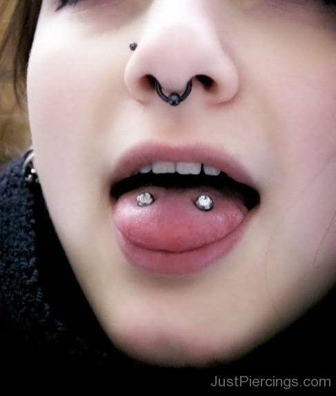 Septum And Surface Mouth Piercing For Girls