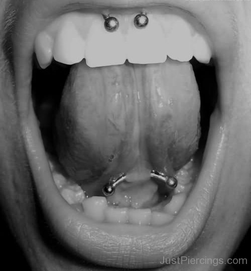 Septum And Tongue Web Mouth Piercing