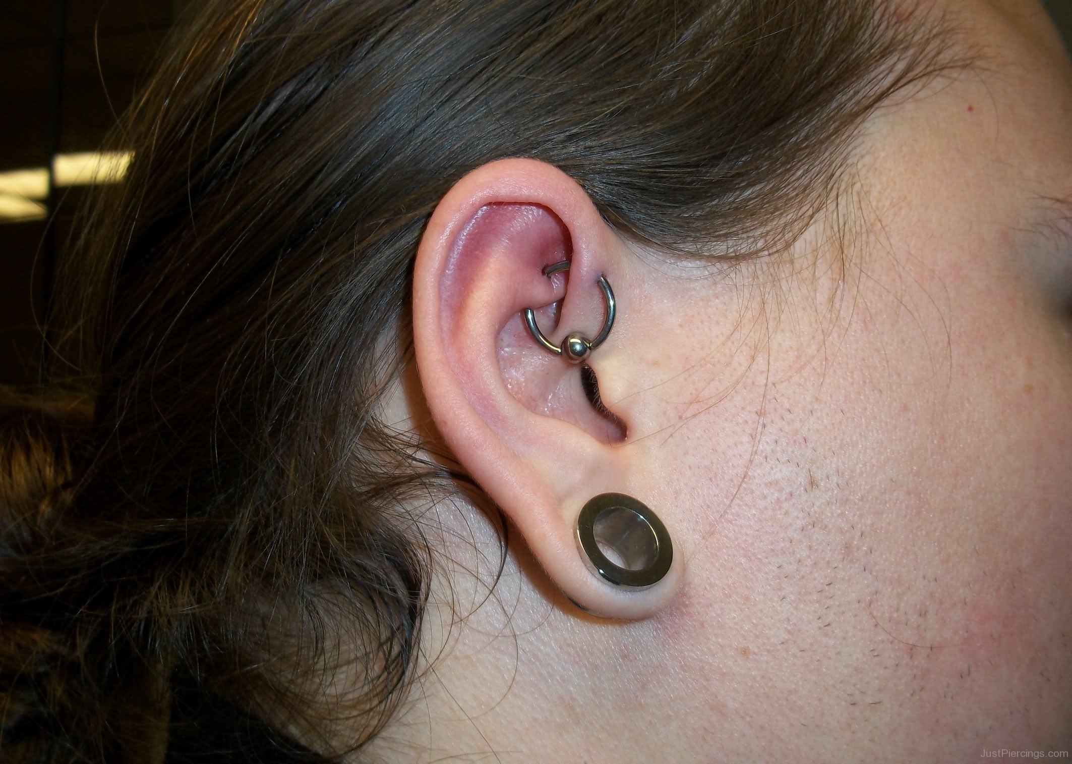 Stretched Lobe And UFO Piercing For Girls