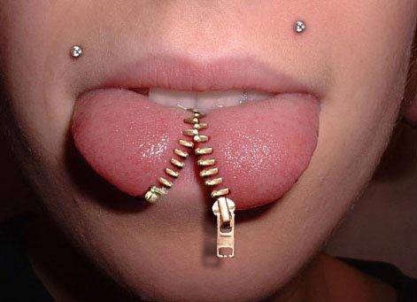 Zipper Tongue Mouth Piercing Picture