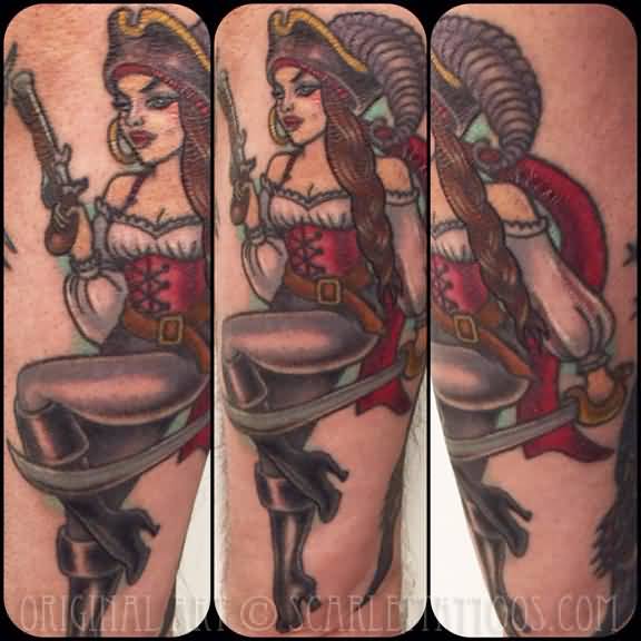 Awesome Pirate Girl Tattoo