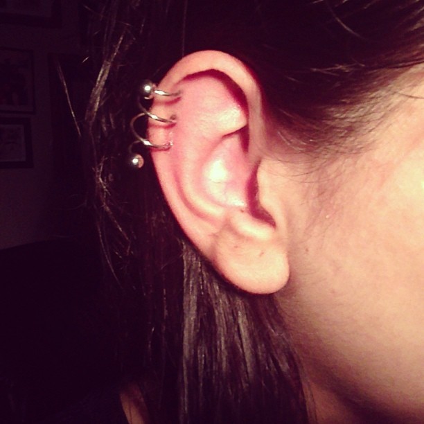 Awesome Silver Spiral Ring Right Ear Piercing