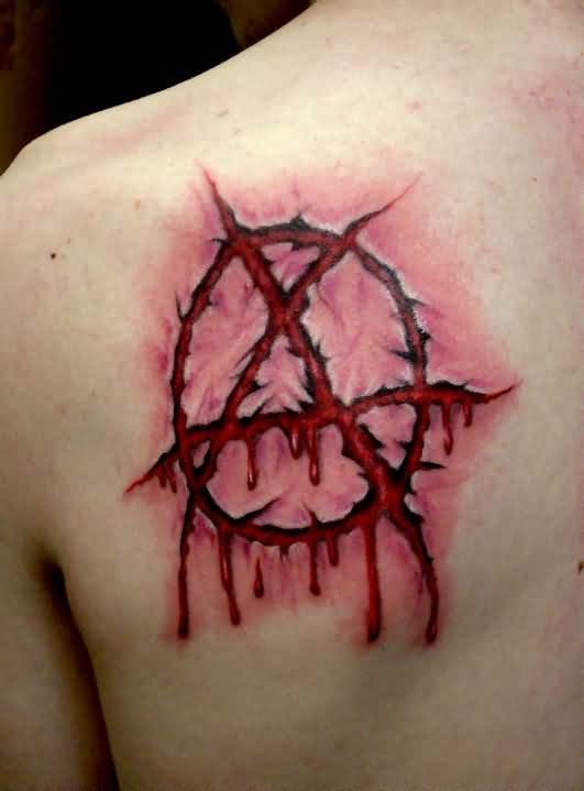 Back Shoulder Scarification 3D Symbol Tattoo