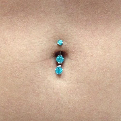 Beautiful Industrial Navel Piercing Idea For Girls