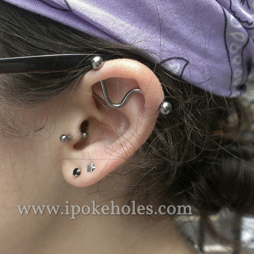 Beautiful Tragus and Custom Industrial Piercing