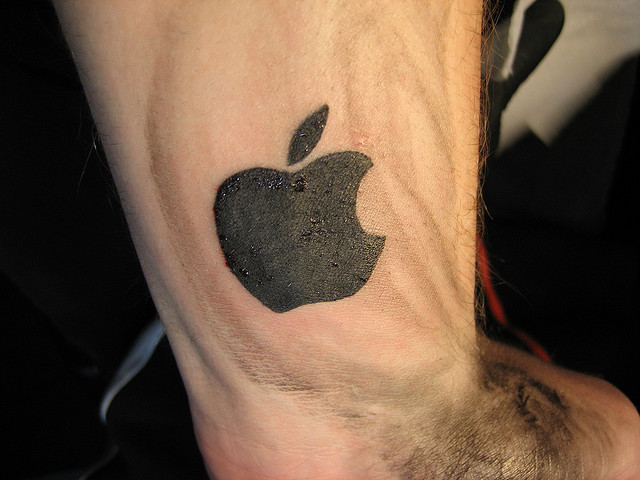 Black Ink Iphone Apple Logo Tattoo