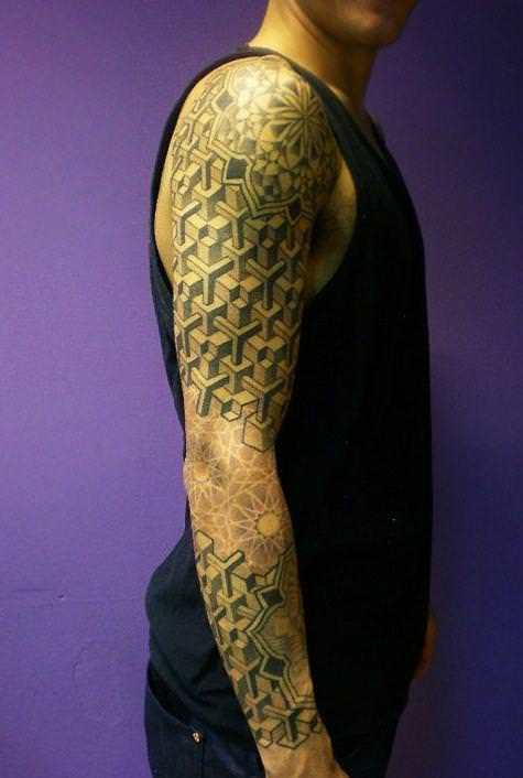 Brilliant Mandala And Geometric Shapes Spiritual Tattoo On Right Full Sleeve