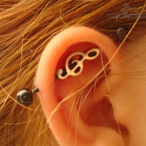 Custom Industrial Piercing With Violin Key Barbell