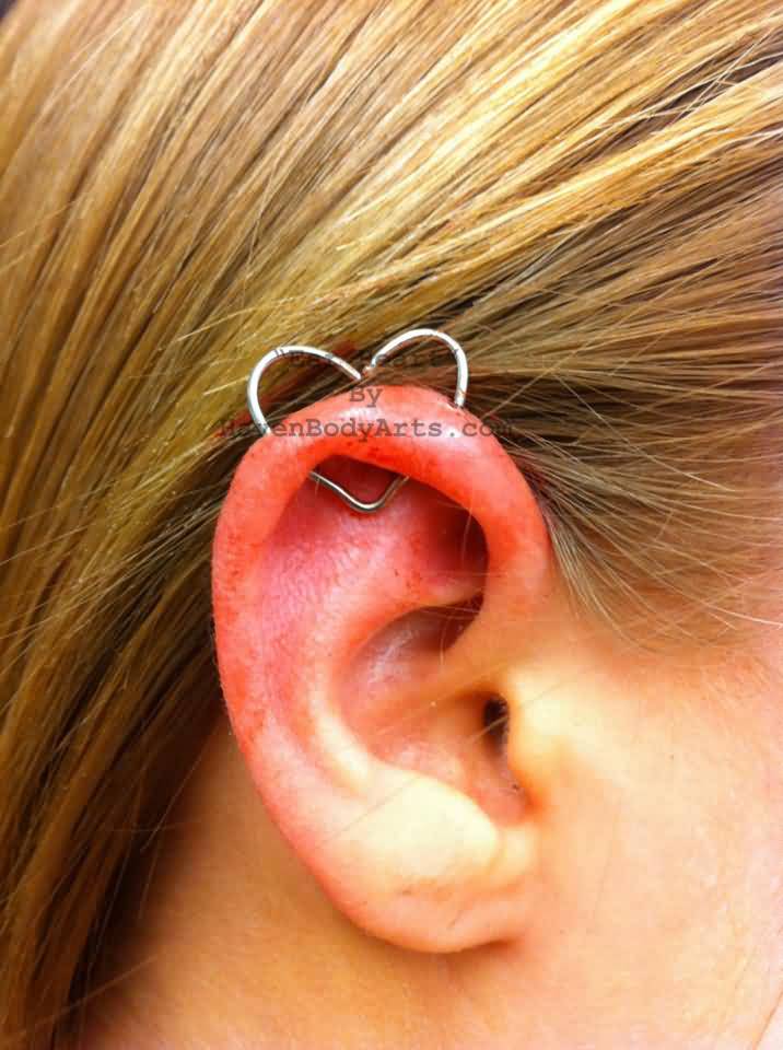 Daith Ear Heart Piercing Idea For Girls