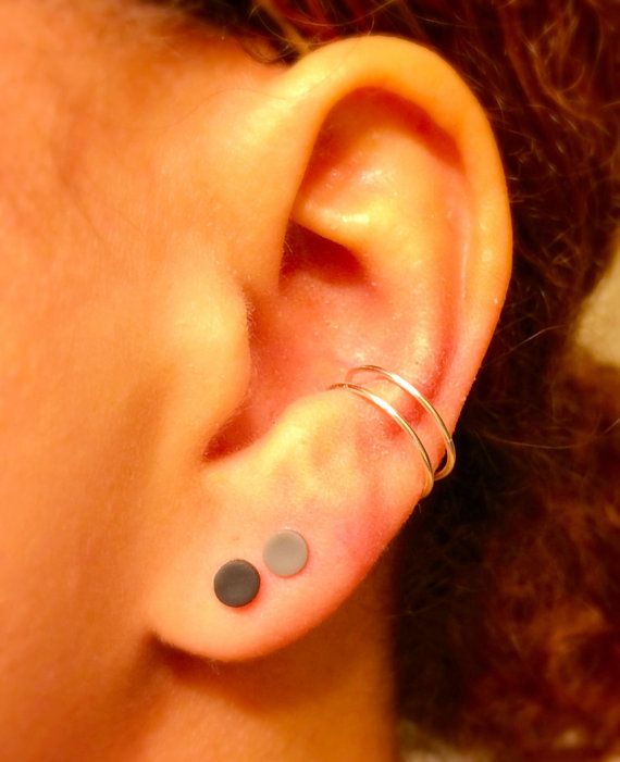 Dual Lobes And Double Conch Piercing With Circular Rings