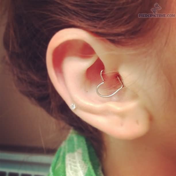 Ear Heart Piercing On Girl Right Ear