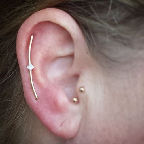 Girl Right Ear Tragus And Custom Industrial Piercing