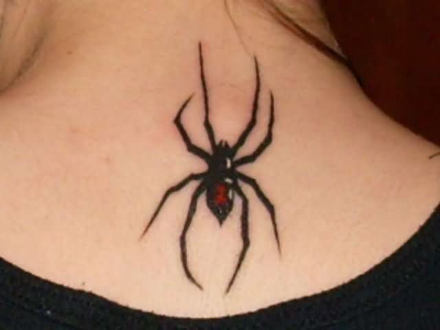 Girl Upper Back Latrodectus Tattoo