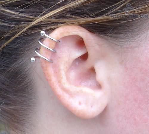 Girl With Right Ear Spiral Piercing For Girls