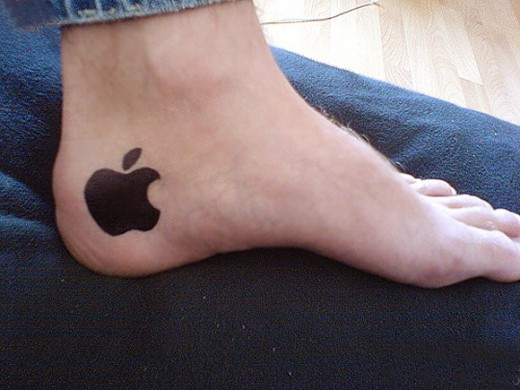 Iphone Apple Logo Silhouette Tattoo On Ankle