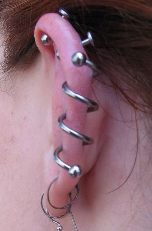 Left Ear Spiral Piercing Idea For Girls