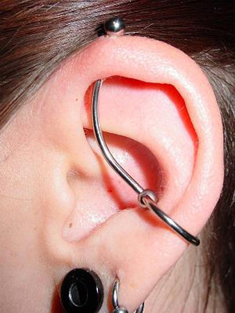 Nice Ear Lobe And Custom Industrial Piercing