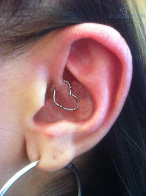 Nice Lobe And Ear Heart Piercing Idea