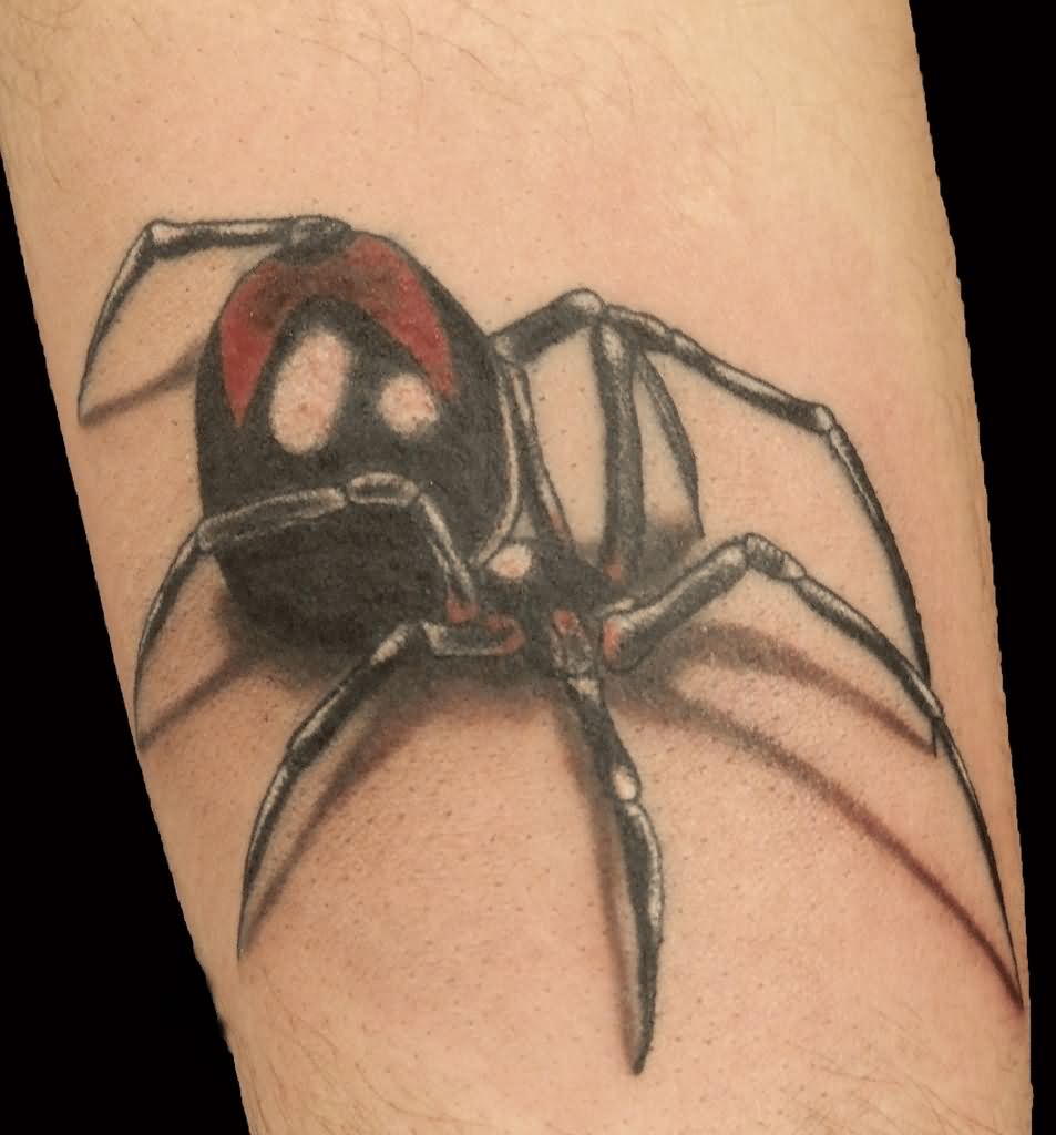 Nice Red And Black Latrodectus Tattoo