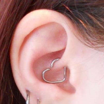 Right Ear Daith Heart Piercing Picture