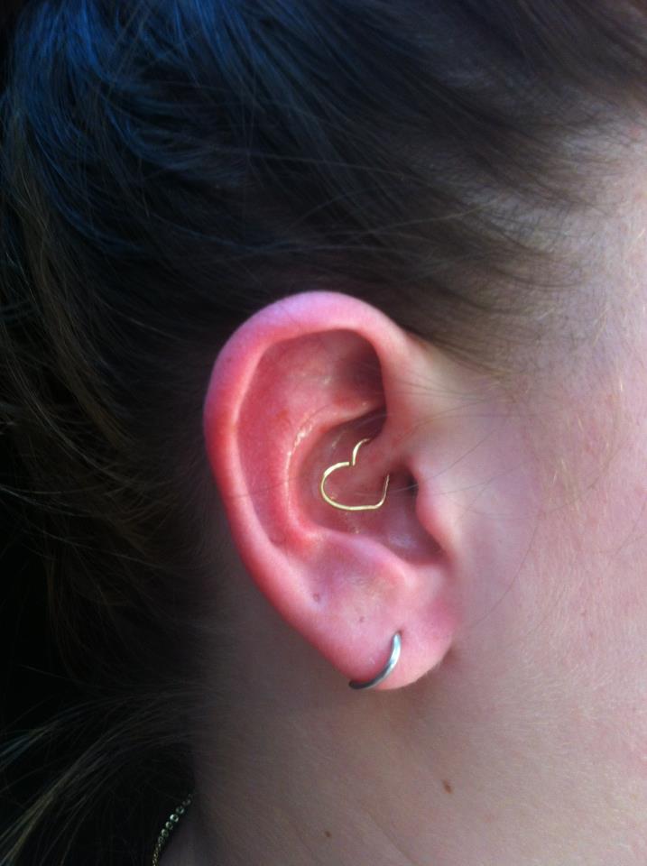 Right Ear Lobe With Ear Heart Piercing