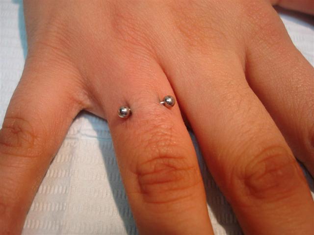 Silver Barbell Finger Ring Piercing Picture For Girls