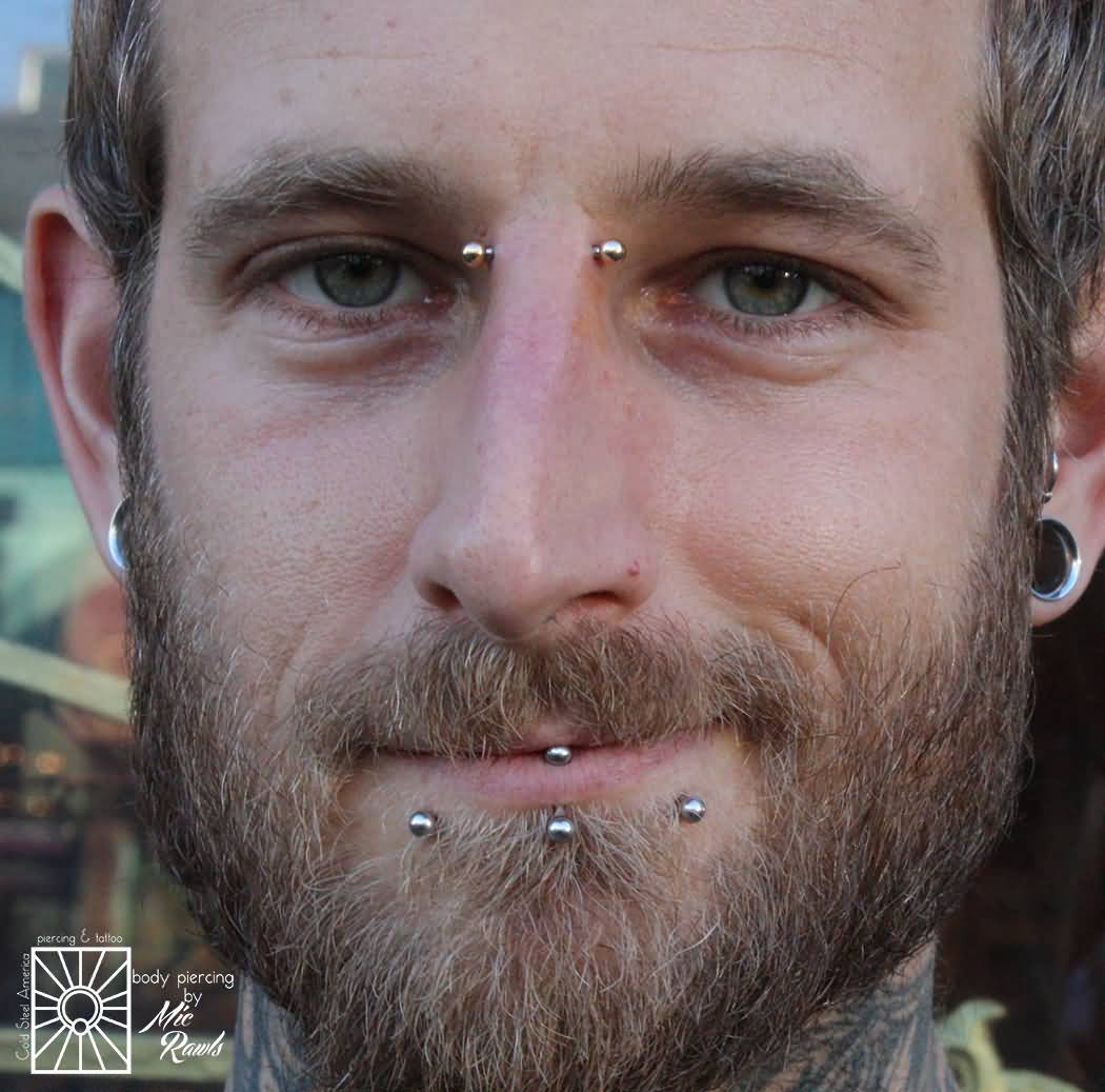 Silver Barbells Lower Lip And Earl Piercing