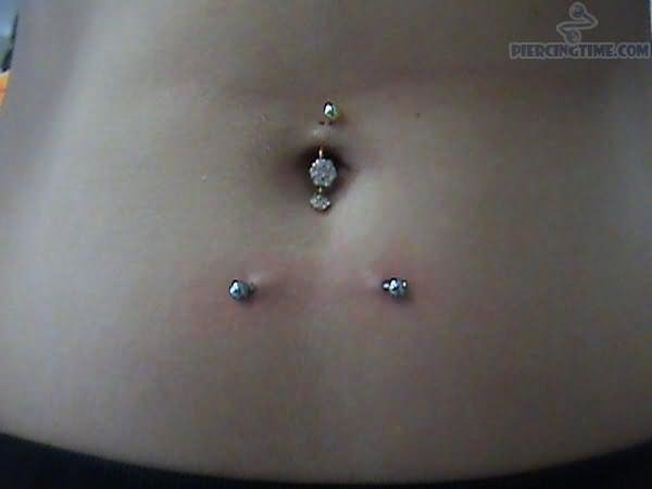 Silver Studs Industrial Navel Piercing For Girls