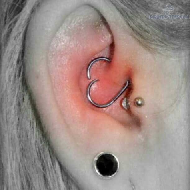 Tragus And Daith Ear Heart Piercing