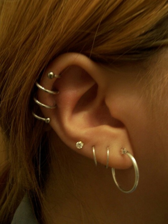 Triple Lobe And Ear Spiral Piercing Picture