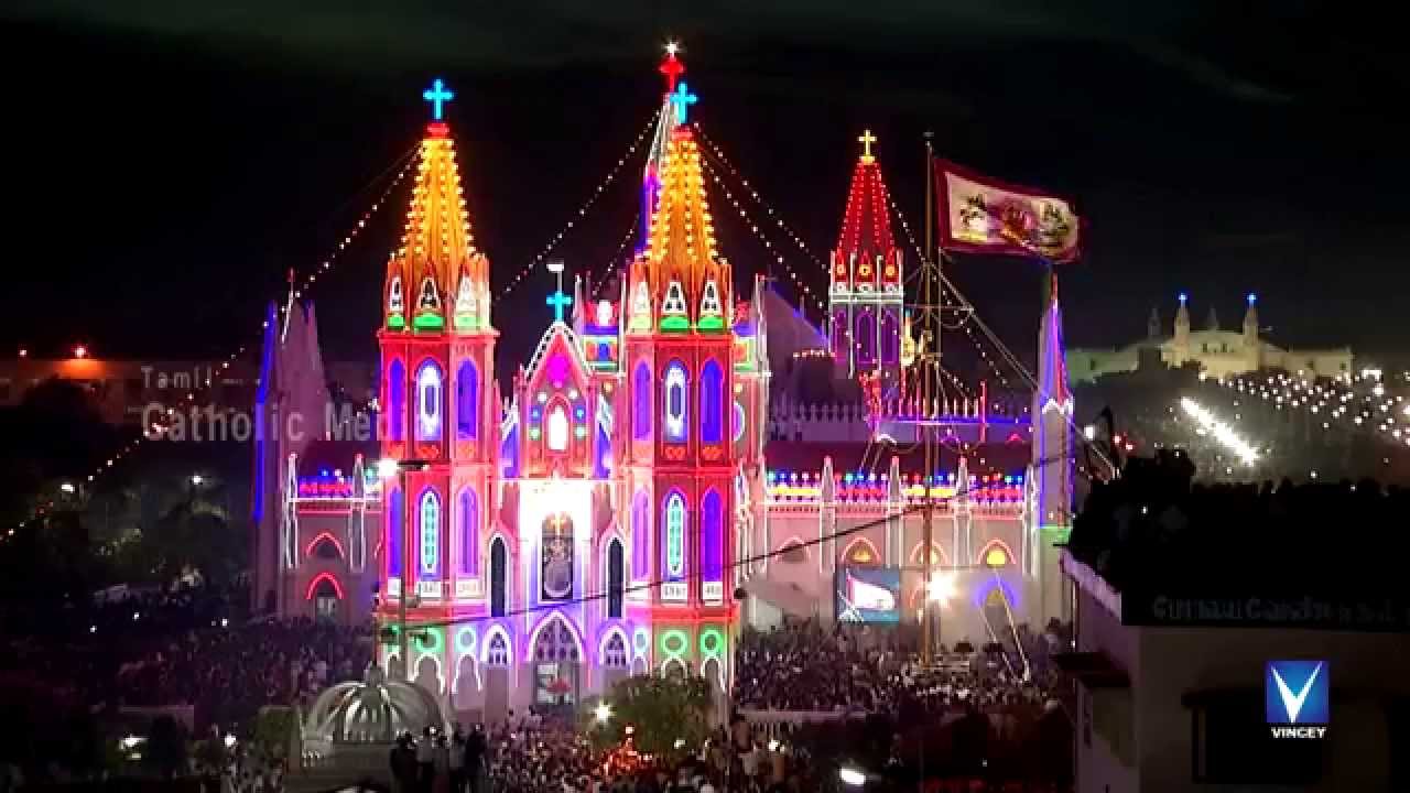 Velankanni Church Night View During Festival