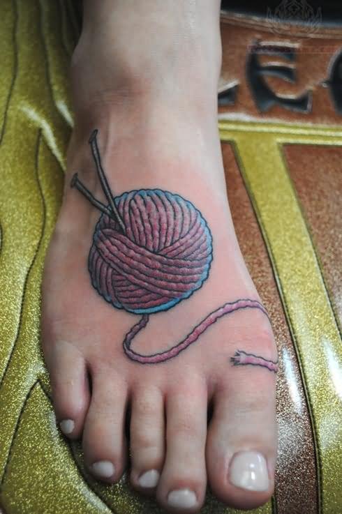 Yarn Tattoo On Right Foot