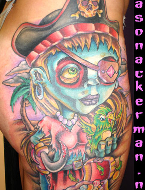 Zombie Pirate Girl Tattoo