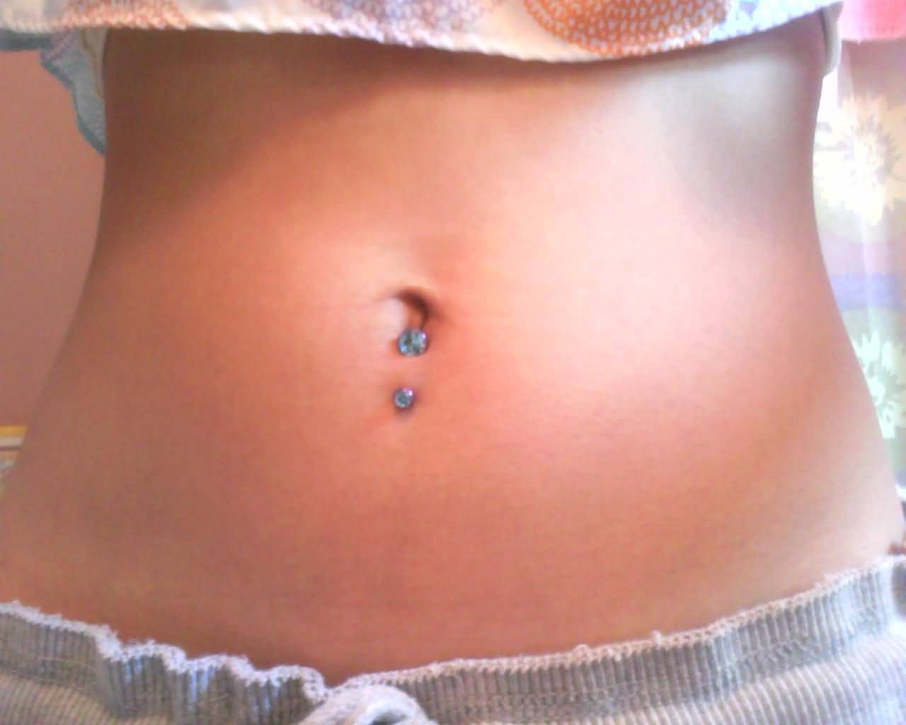 Blue Barbell Inverse Belly Piercing