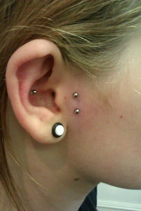 Gauge Lobe And Surface Tragus Piercing Picture