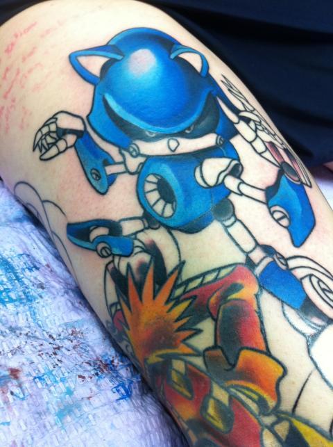 Impressive Metal Sonic Tattoo By Rabbit Abby