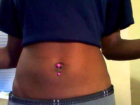 Inverse Belly Piercing With Pink Barbell