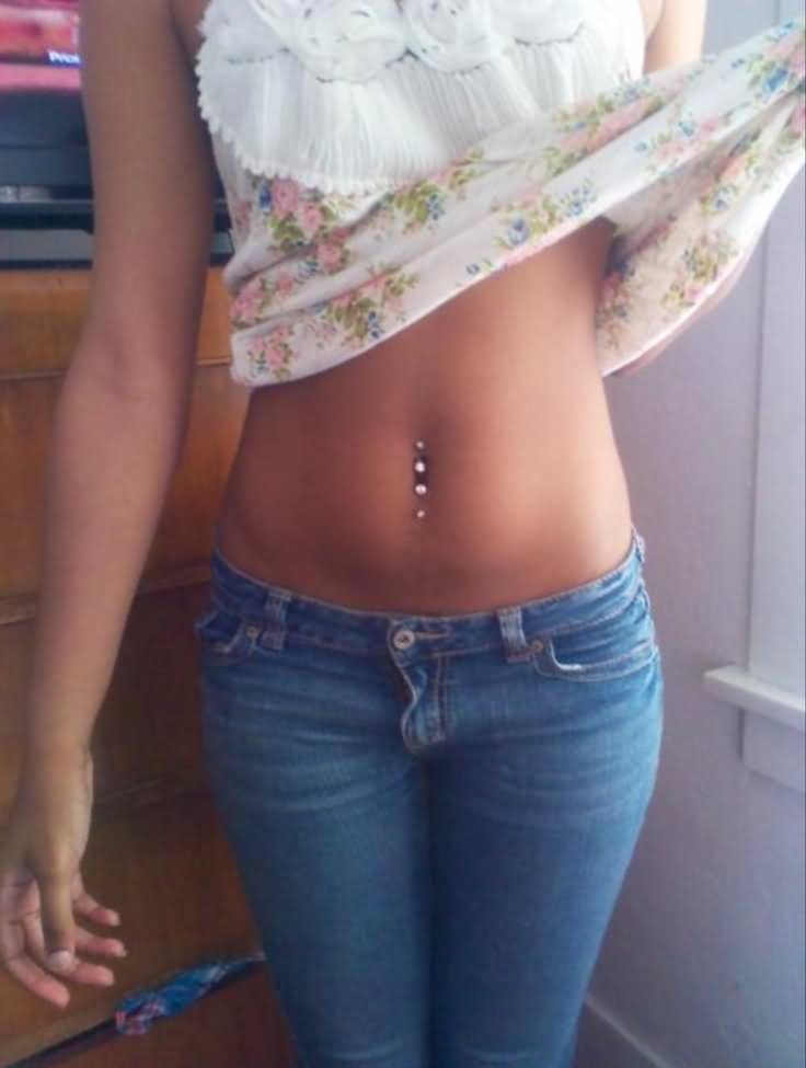 Nice Inverse Belly Piercing For Girls