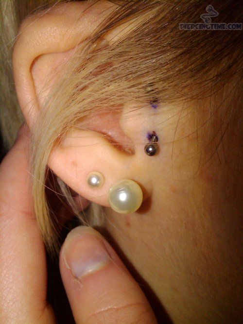 Right Ear Dual Lobe And Surface Tragus Piercing