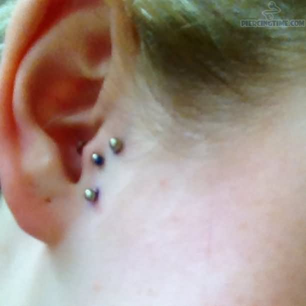 Right Ear Single Tragus And Surface Tragus Piercing